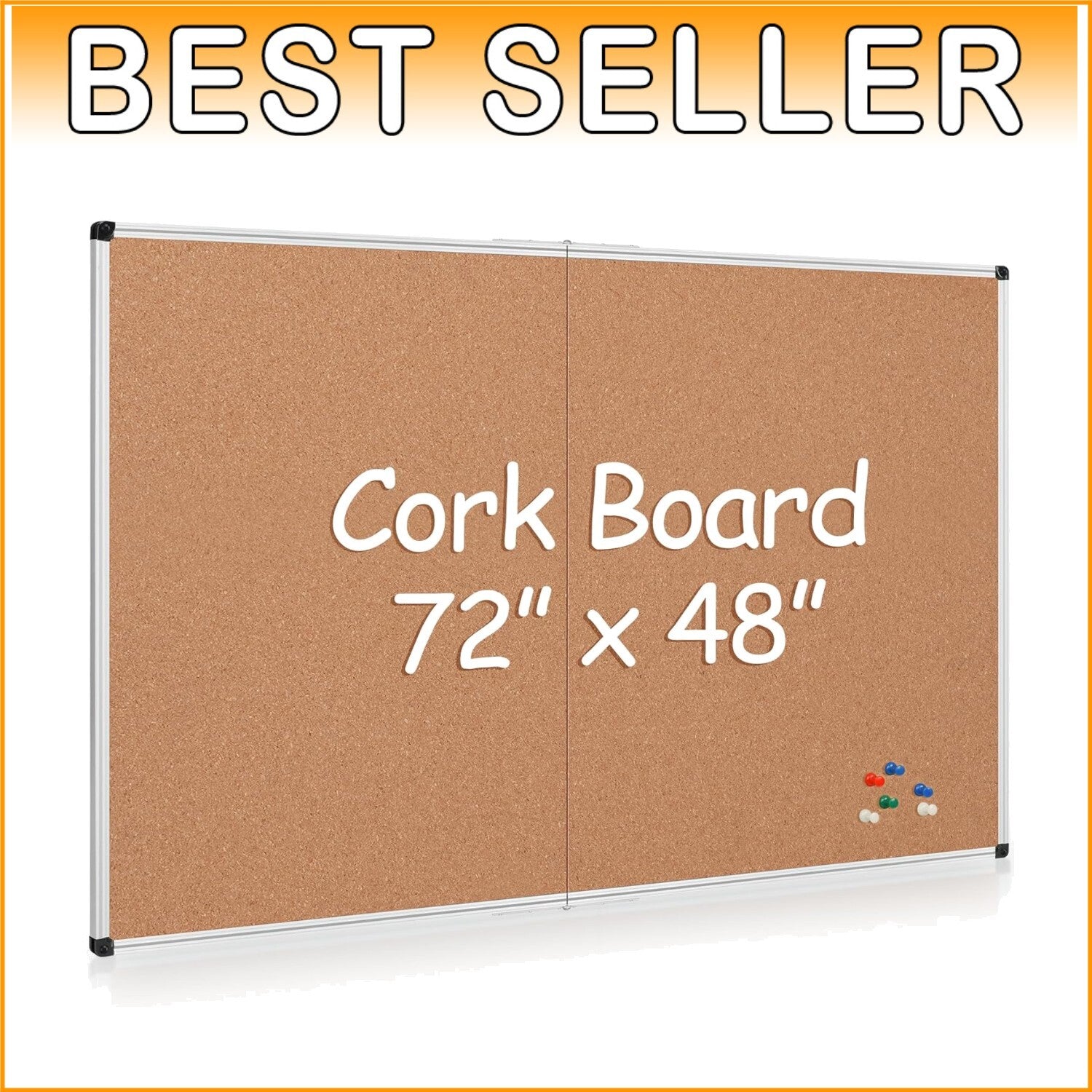 Extra Large 72" x 48" Foldable Cork Bulletin Board with Aluminum Frame
