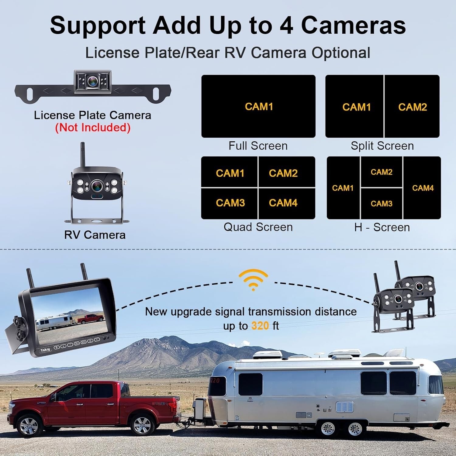 Expand Your Vision: 4-Channel HD 1080P Wireless Backup Camera for RVs and More