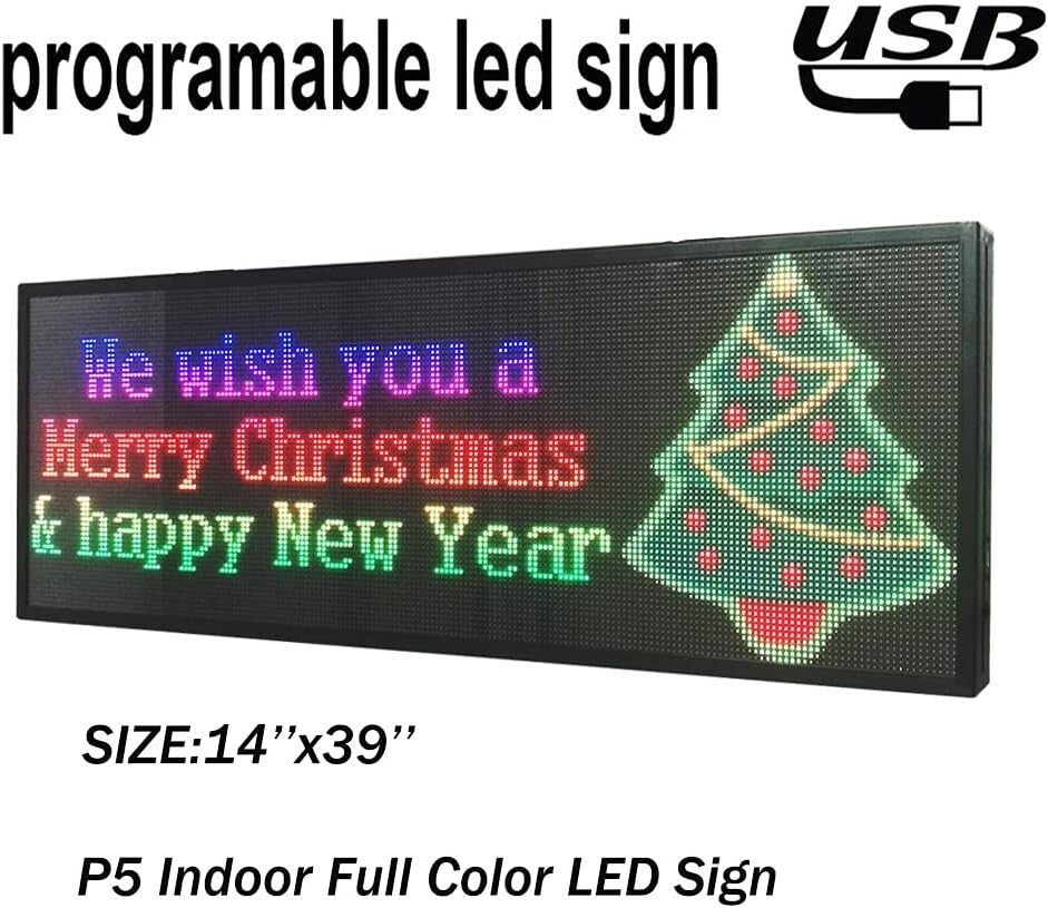 Durable 39x14” Programmable LED Sign - Custom Scrolling Display for Promotion
