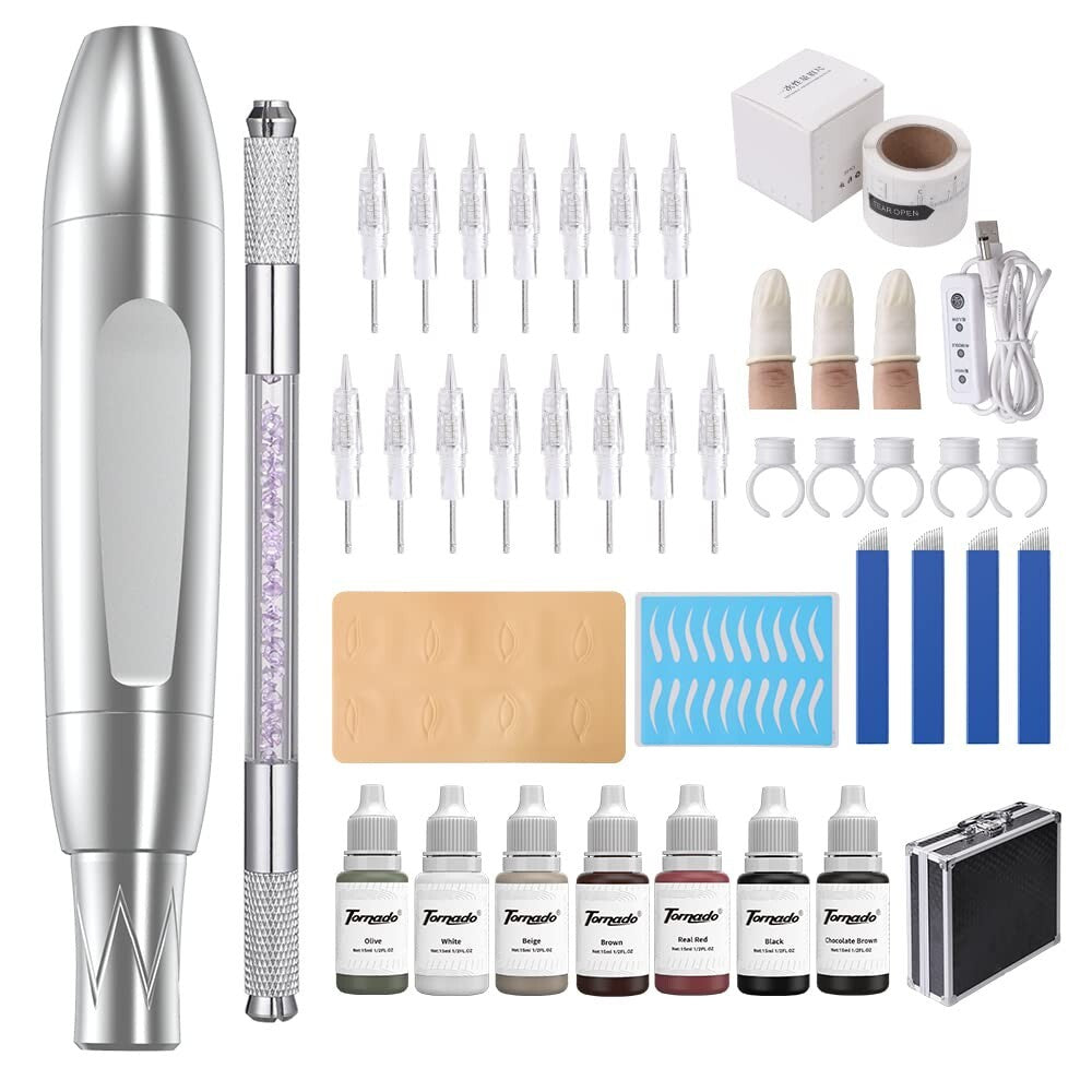 Complete Microblading Kit with Water-Resistant Makeup Pen - Ideal for Beginners