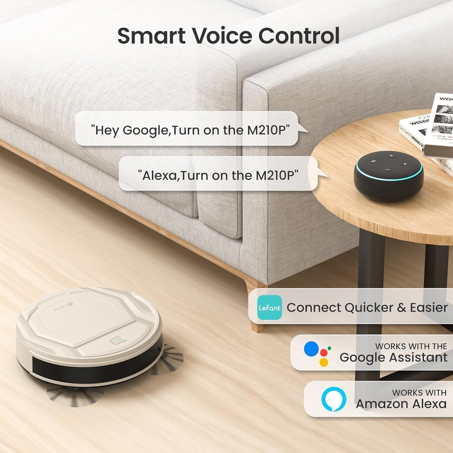 Slim Robotic Vacuum Cleaner with 2200Pa Suction - Ideal for Pet Hair & Carpets