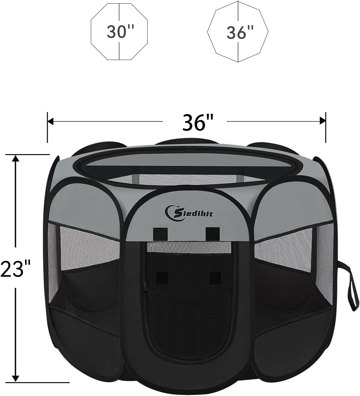 360-Degree Views Dark Grey Puppy Playpen - Portable and Waterproof for All Pets
