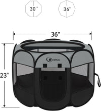Load image into Gallery viewer, 360-Degree Views Dark Grey Puppy Playpen - Portable and Waterproof for All Pets