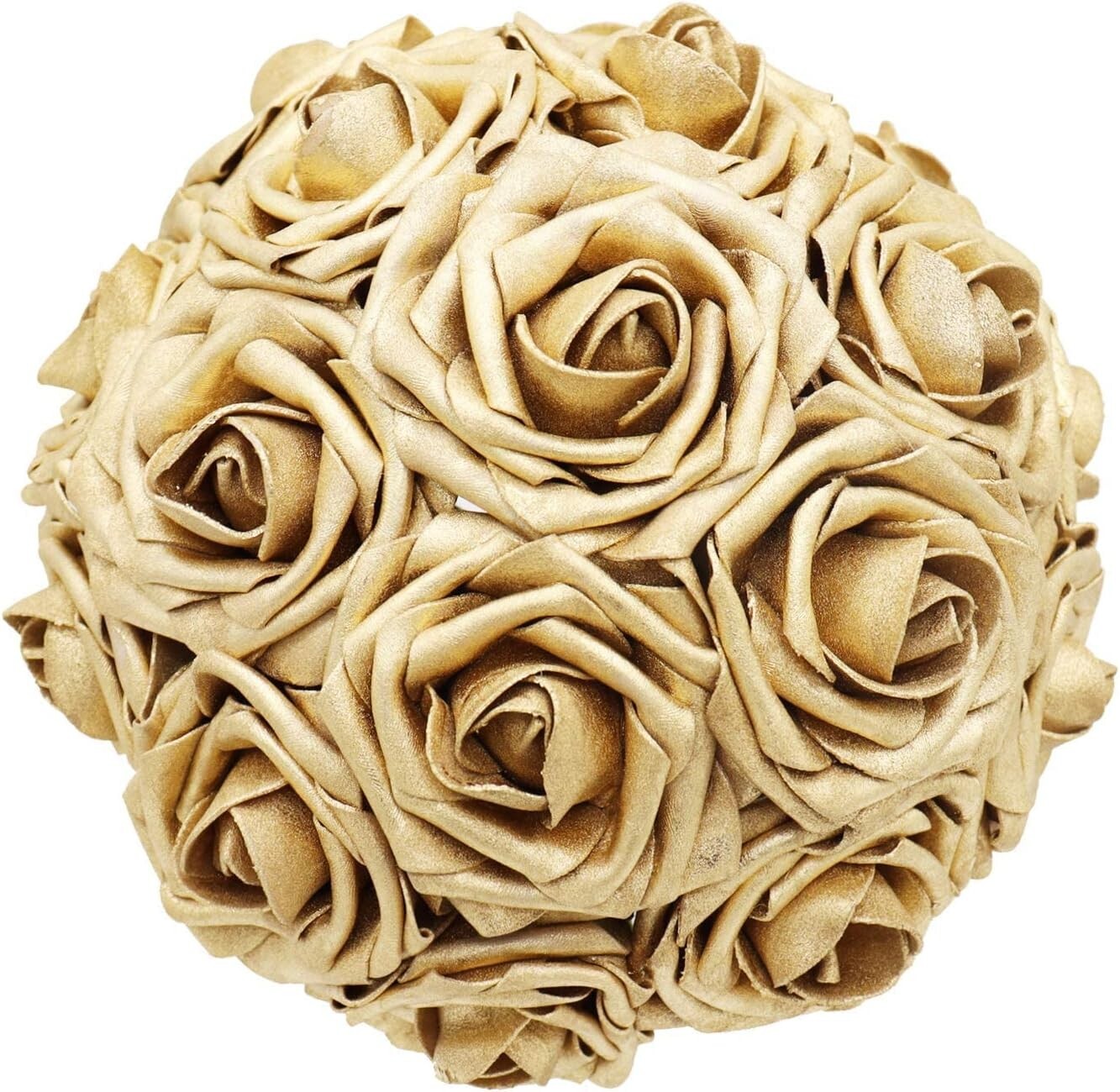 Versatile 50PCS Gold Fake Roses with Silk Leaves for Baby Showers and Home Decor