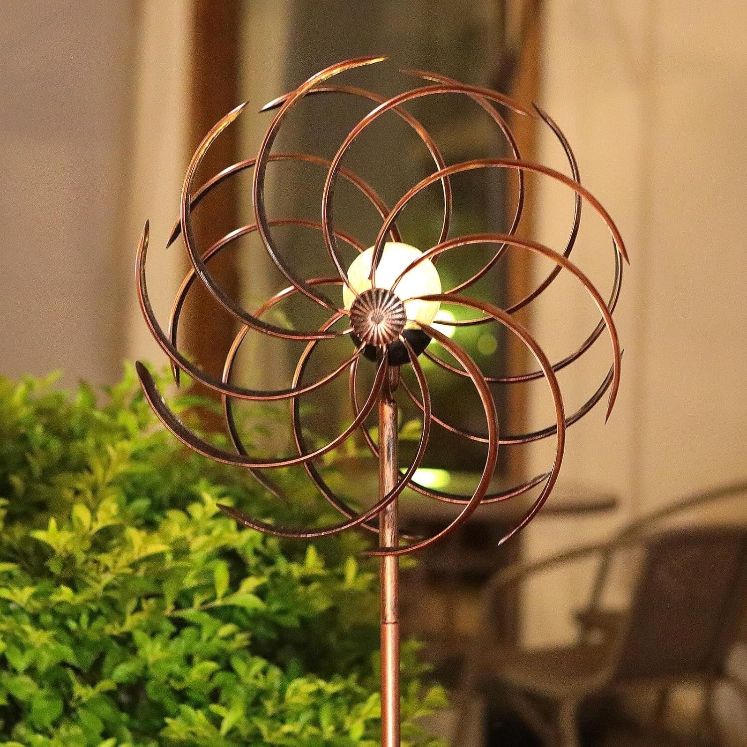 Bronze Solar Wind Spinner - Illuminate Your Lawn with Stylish Kinetic Motion