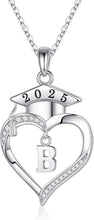 Load image into Gallery viewer, Dainty Sterling Silver Heart Initial Necklace - 2025 Graduation Gift for Women