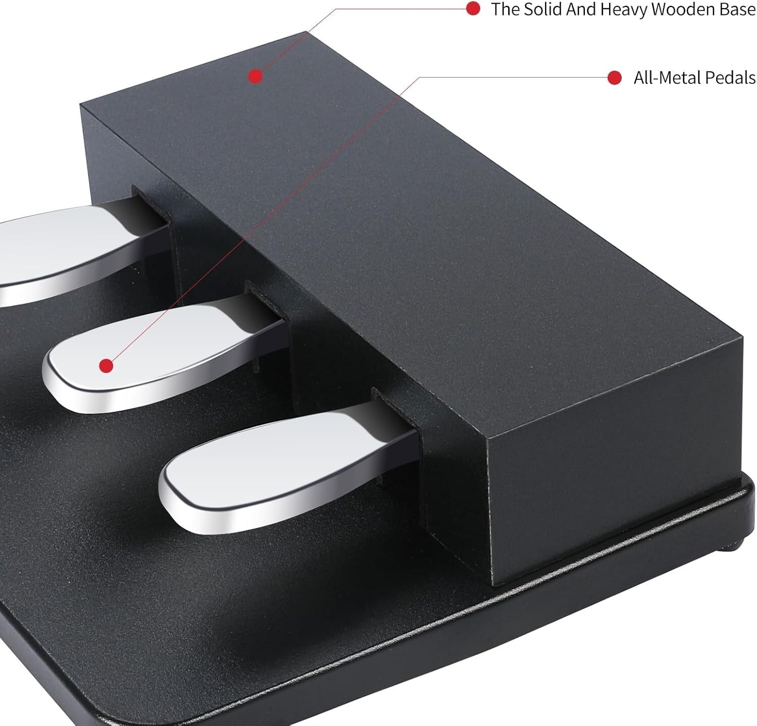 Digital Piano 3-Pedal System with Half-Sustain Feature - Portable and Sturdy