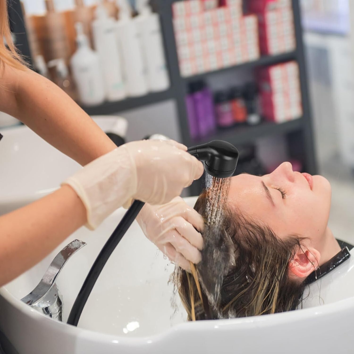 Chrome Brass Salon Shampoo Bowl Faucet & Sprayer Kit - Easy Install with Adapter