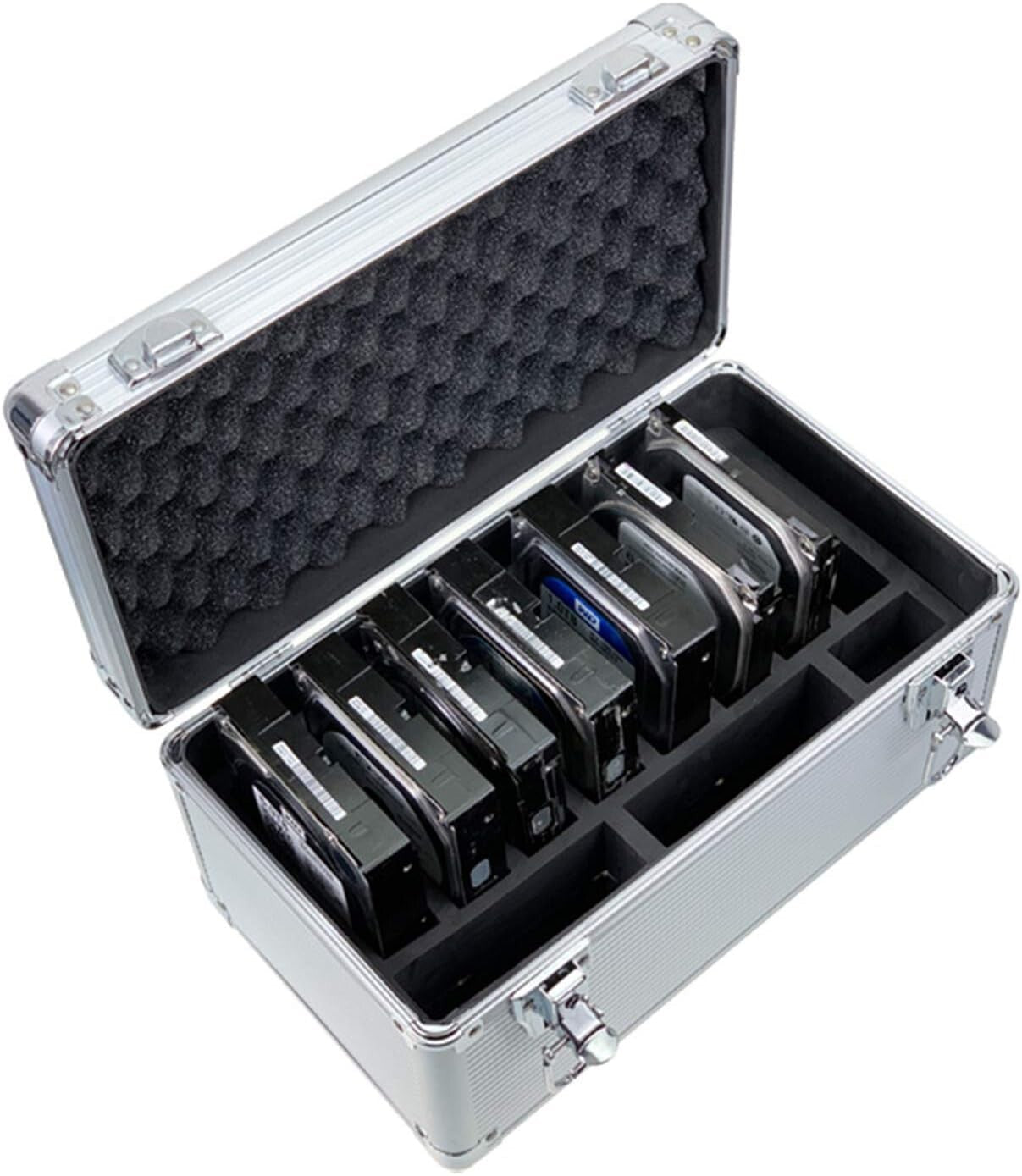 Durable Aluminum-Wrapped 10-Bay Storage Case for 3.5" HDDs - Lockable Design