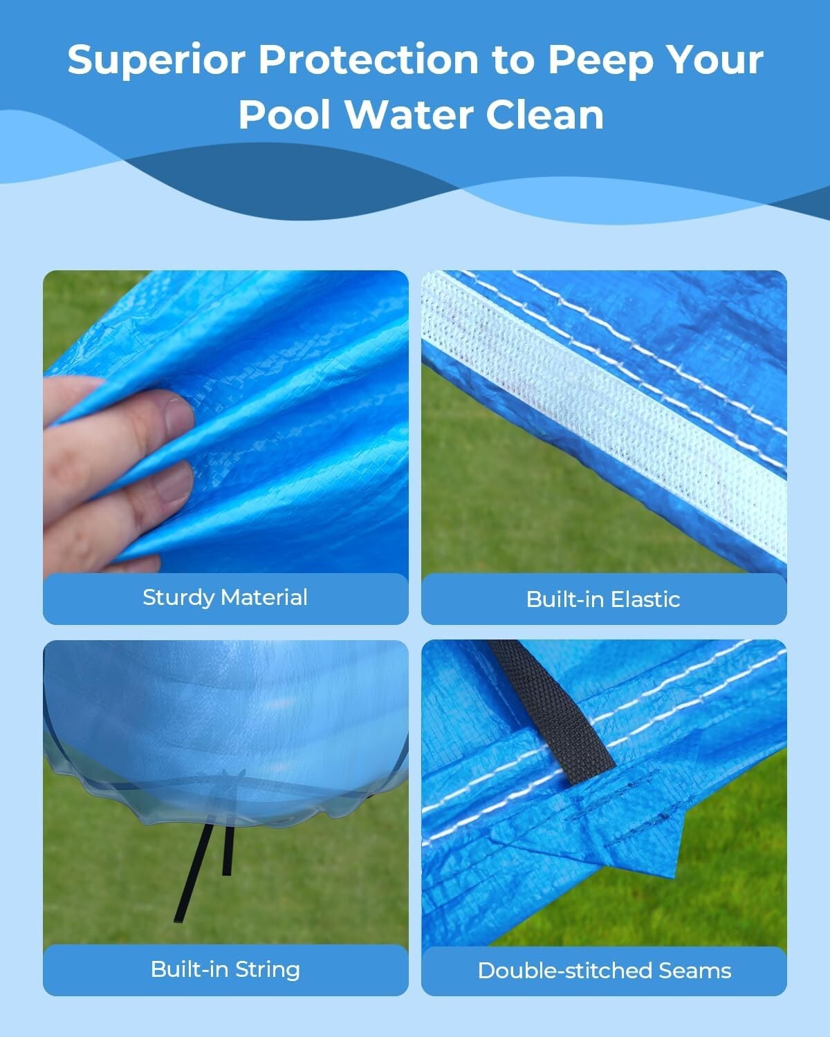 Easy One-Person Setup Inflatable Pool Cover - Fits Pools Up to 130" L x 84" W