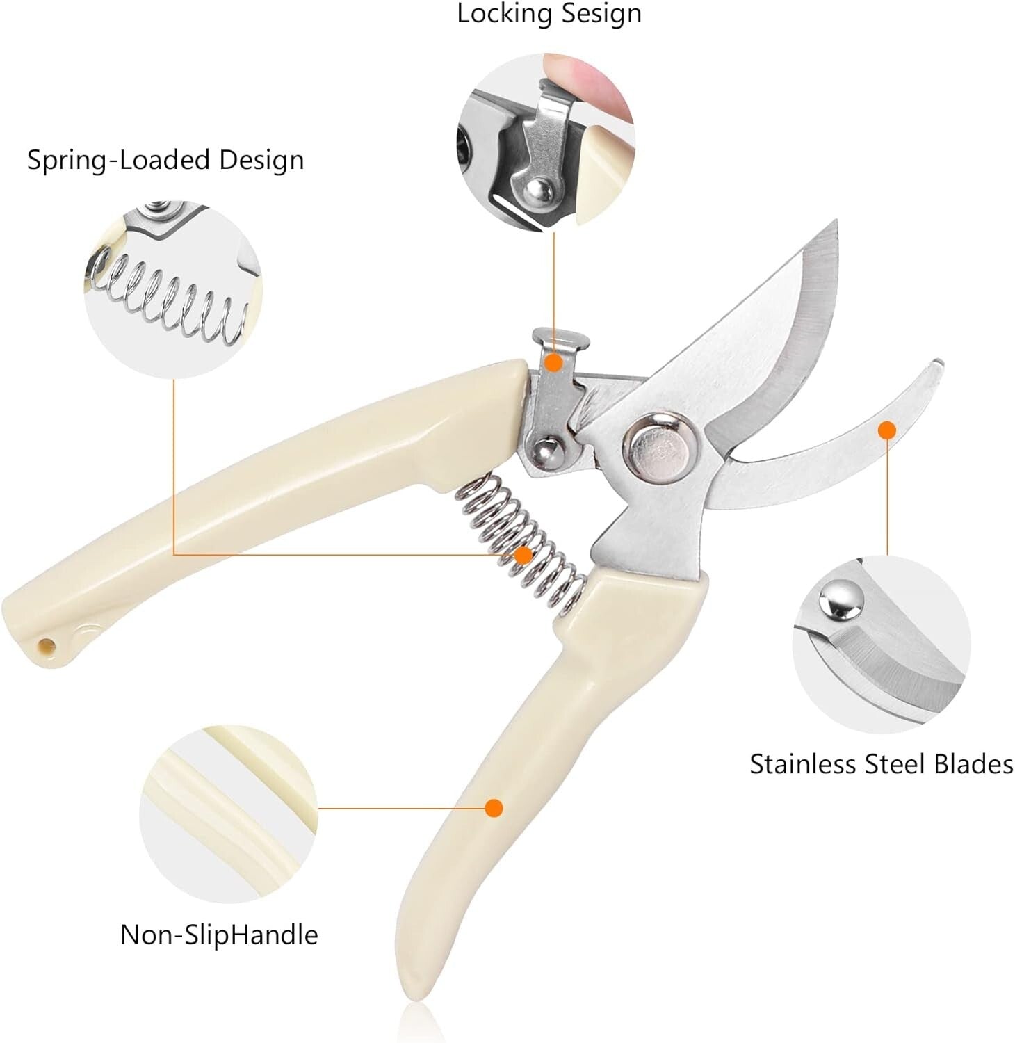 20-Piece Stainless Steel Pruning Shears Set with Ergonomic Grip for Gardeners