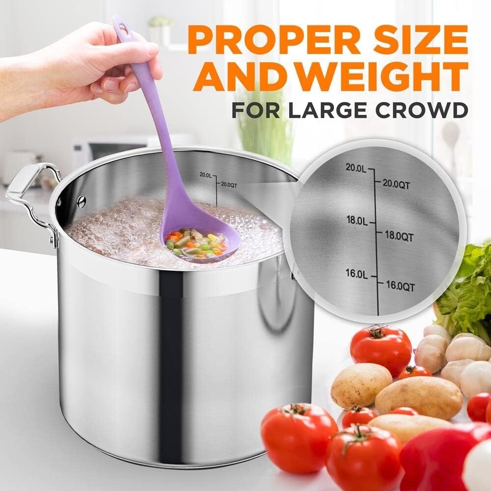 Impact-Bonded 20 Quart Stockpot with Lid - Healthy, Heavy-Duty Cooking Solution