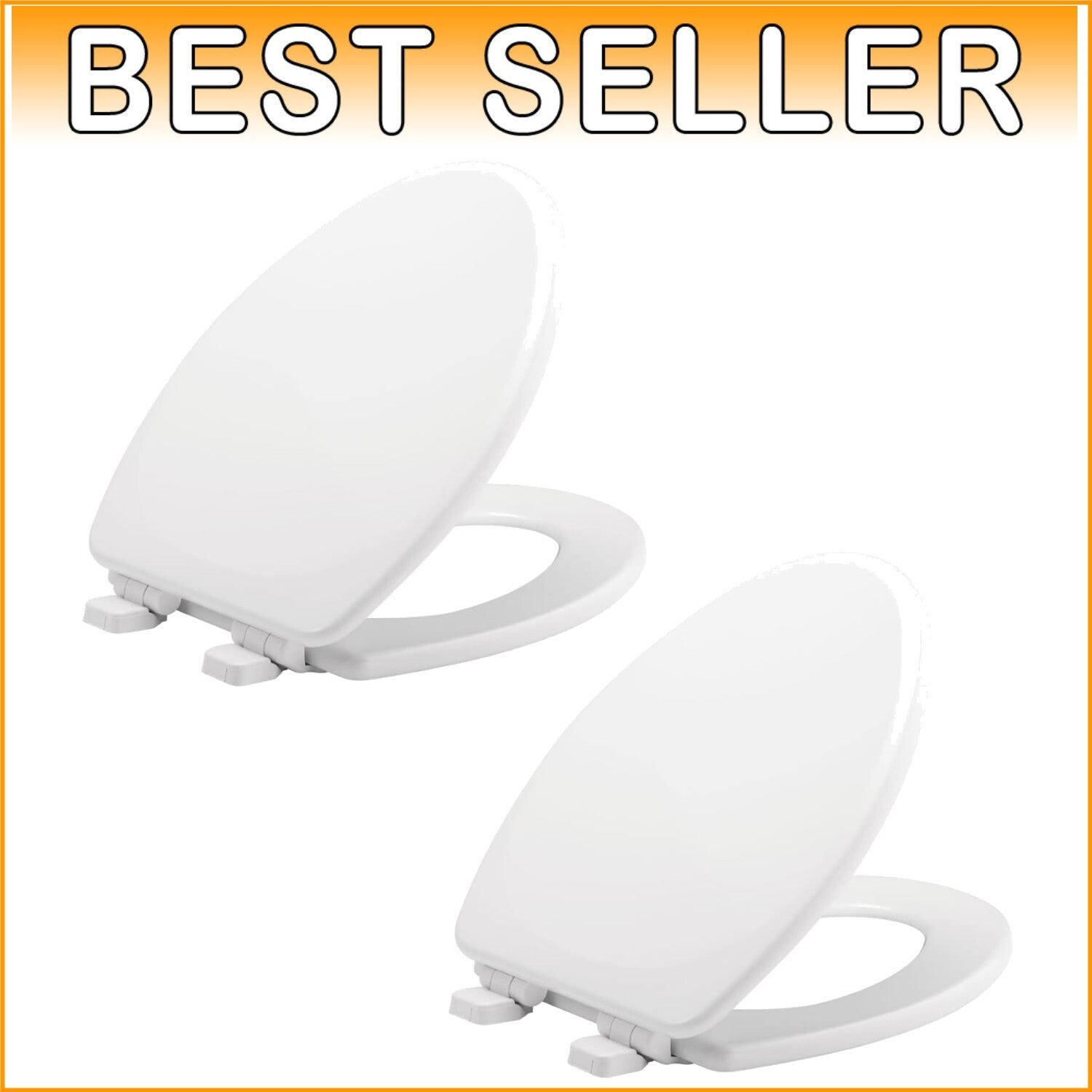 Elegant 2-Pack Elongated Toilet Seats - Easy Install, Non-Slip White Wood
