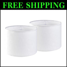 Load image into Gallery viewer, Easy Assembly White Linen Drum Lampshades - 16" Large Set of 2 for Versatile Use