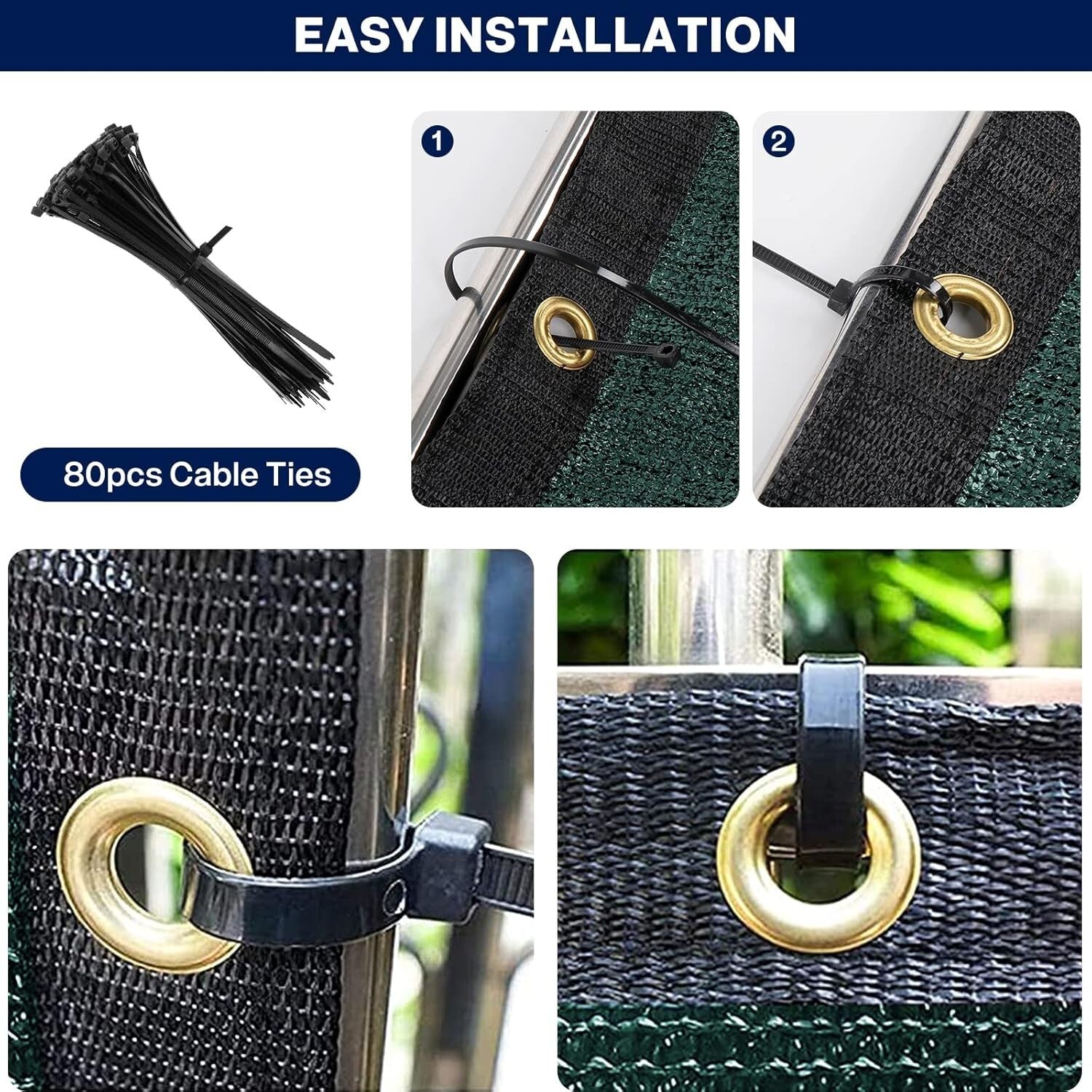 Commercial-Grade 5x50ft Green Fence Cover with Cable Ties - Heavy Duty