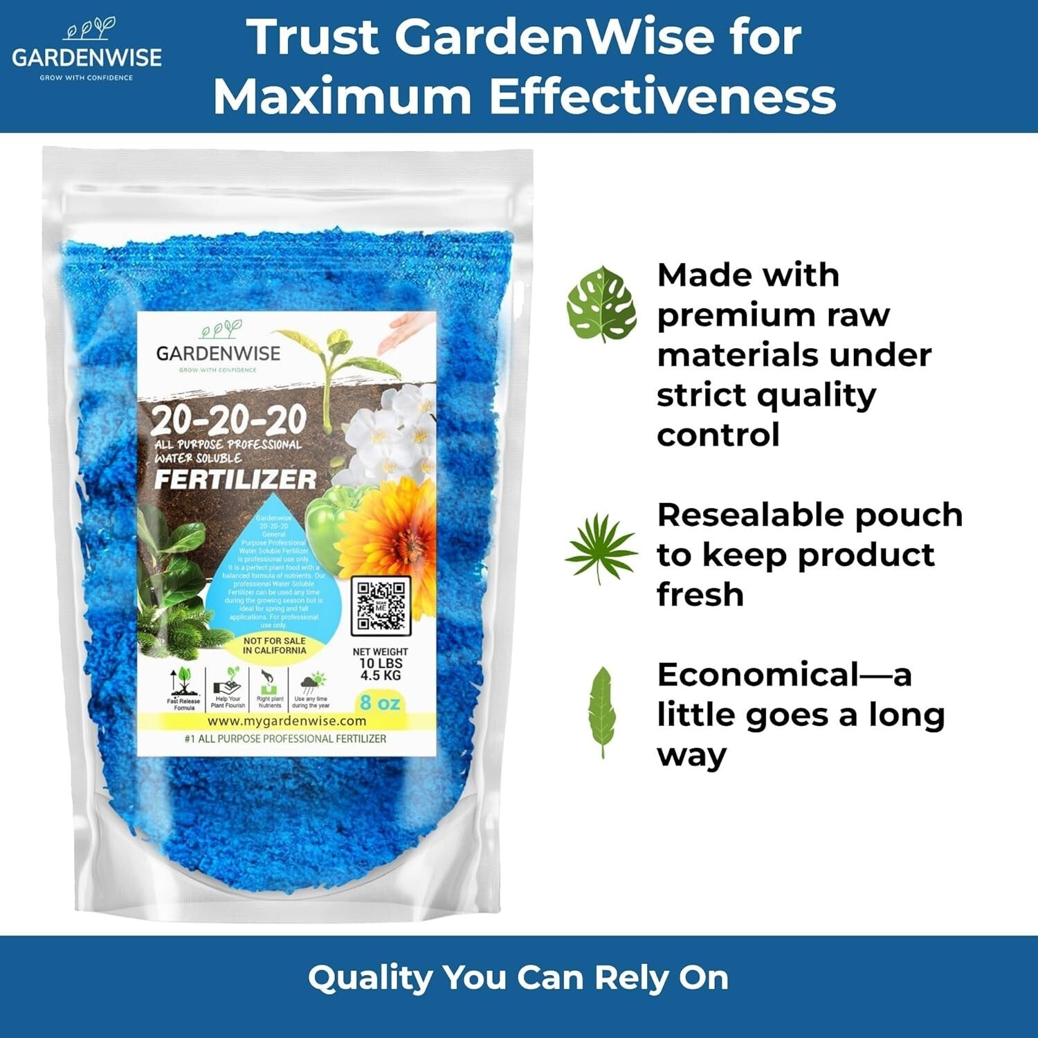 Universal 20-20-20 Water-Soluble Fertilizer - Ideal for All Plants, 4 Quarts
