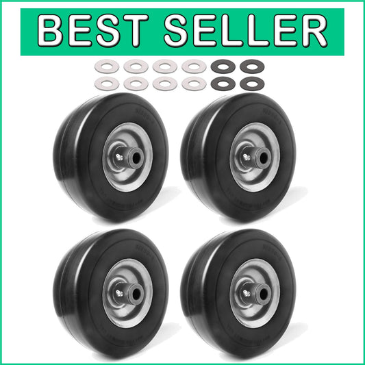 Durable 4-Pack Flat-Free Tire Assemblies - 9" Diameter Lawn and Garden Solutions