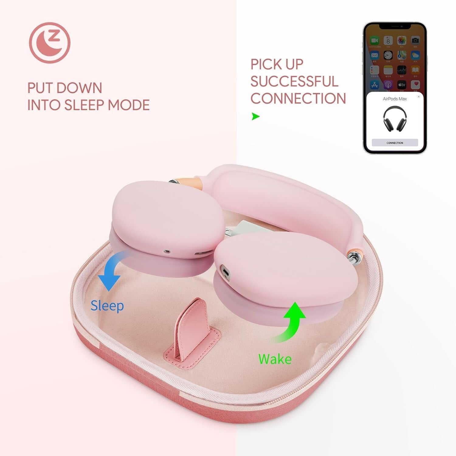 Elegant Coral Red AirPods Max Protection Case with Velvety Lining and Handle