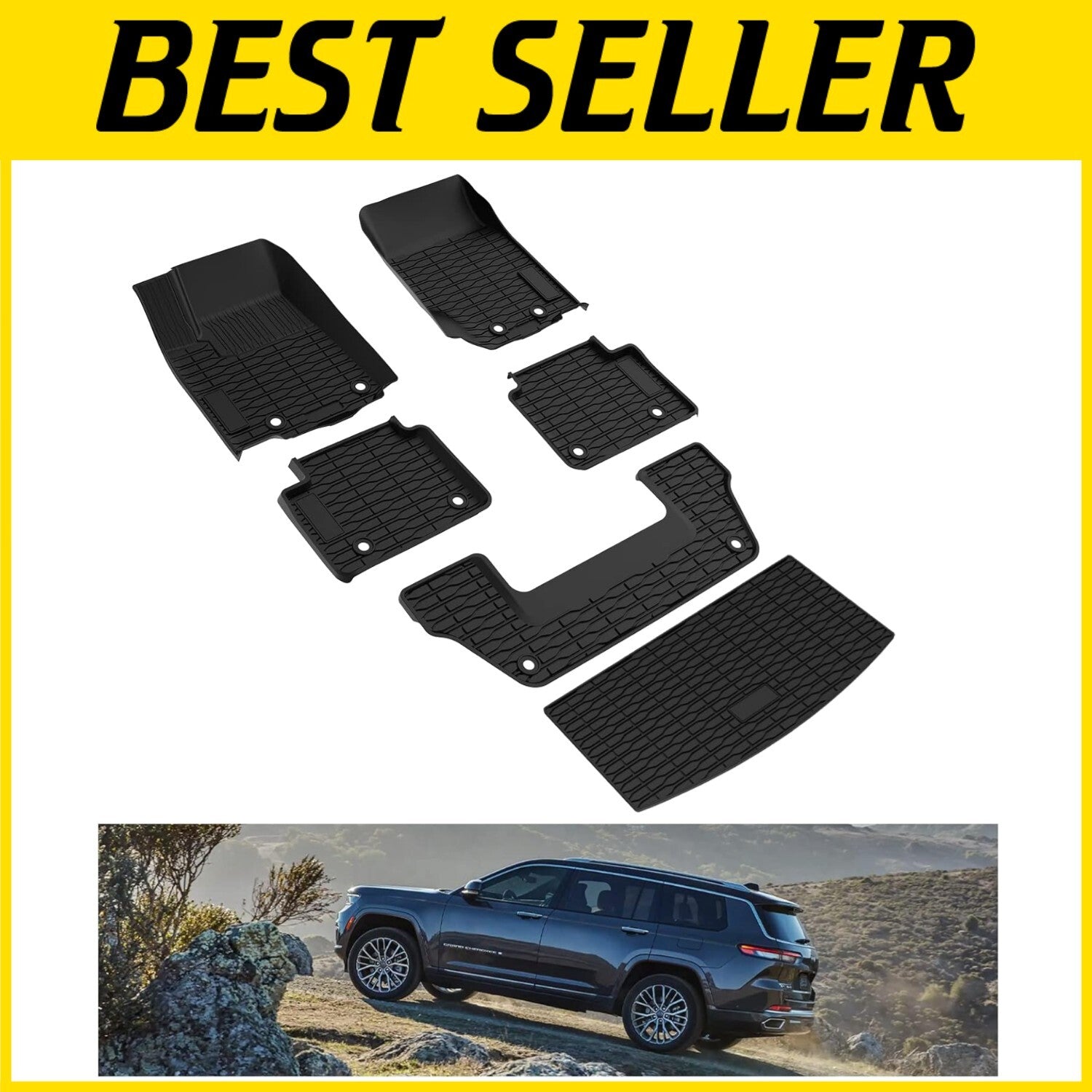 Easy Clean Custom Fit All Weather Trunk & Floor Mats for Jeep Grand Cherokee L