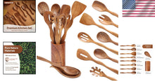 Load image into Gallery viewer, Organize Your Kitchen with 10-Piece Wooden Spoon Set and Sturdy Hanging Hooks