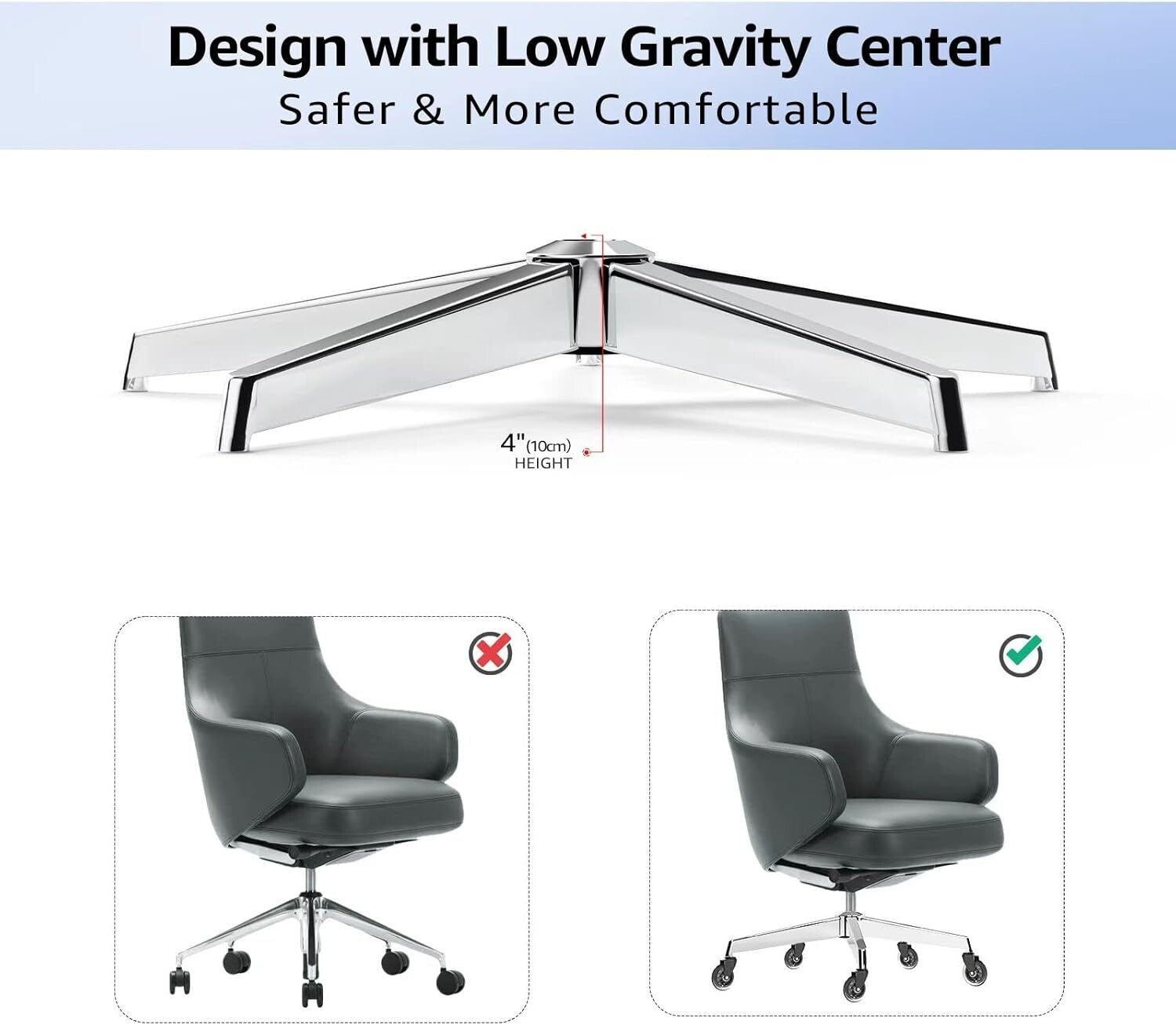 Heavy-Duty 28" Office Chair Base Replacement with Universal Gas Cylinder