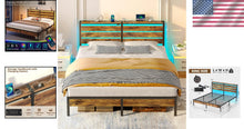 Load image into Gallery viewer, Multi-Functional King Bed Frame with USB Ports, LED Lights &amp; Storage Solutions