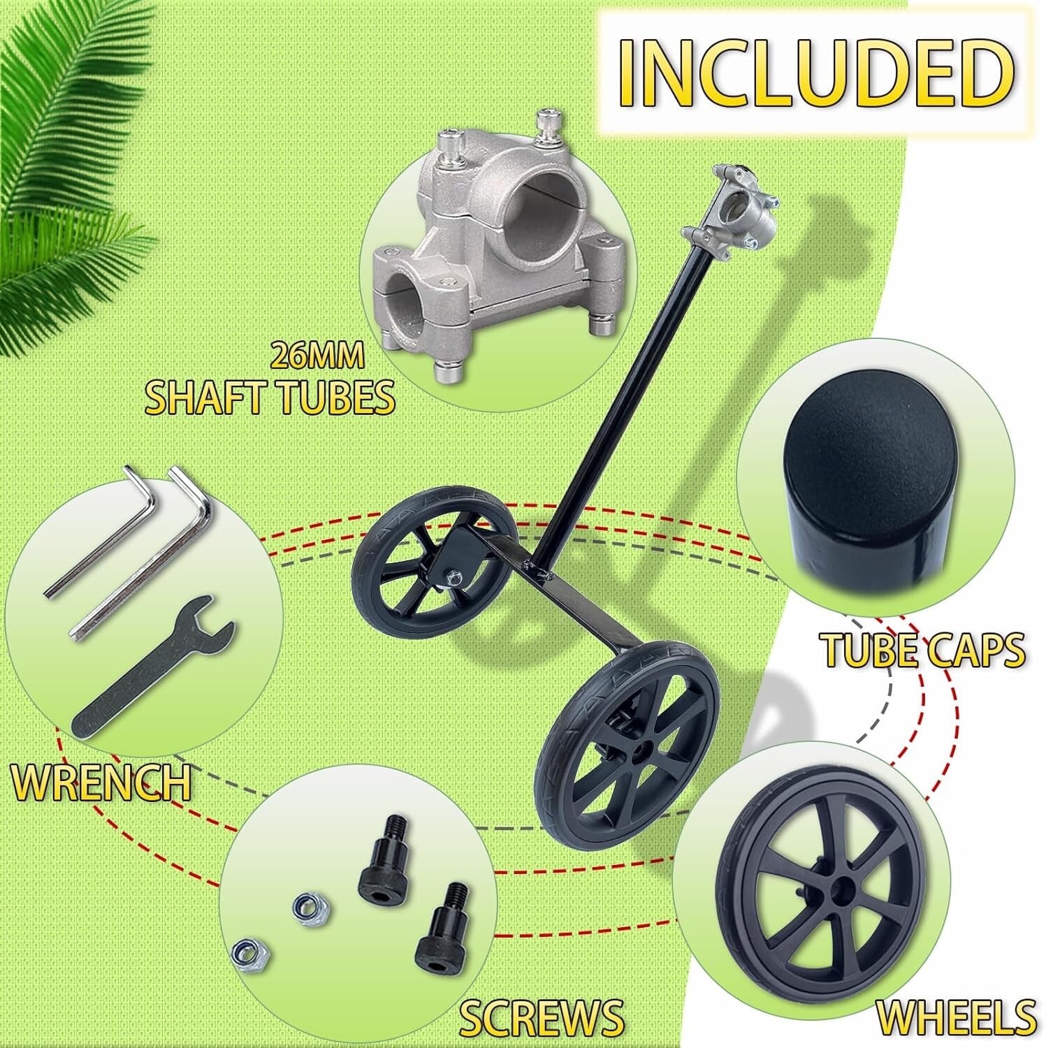 Lightweight 19.48" Trimmer Support Wheel: Ideal for Effortless Yard Maintenance