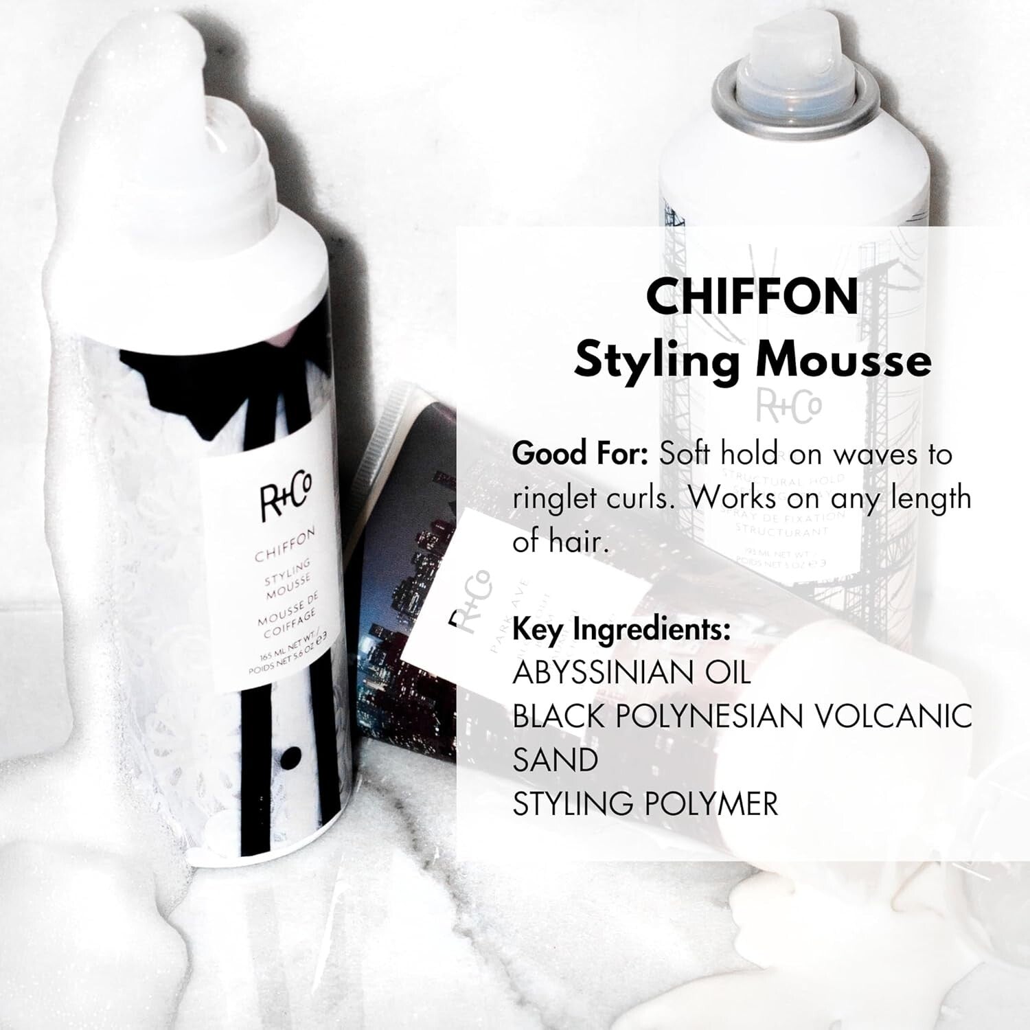 165ml Chiffon Mousse - Soft Hold for Waves & Curls, Lightweight & Non-Sticky