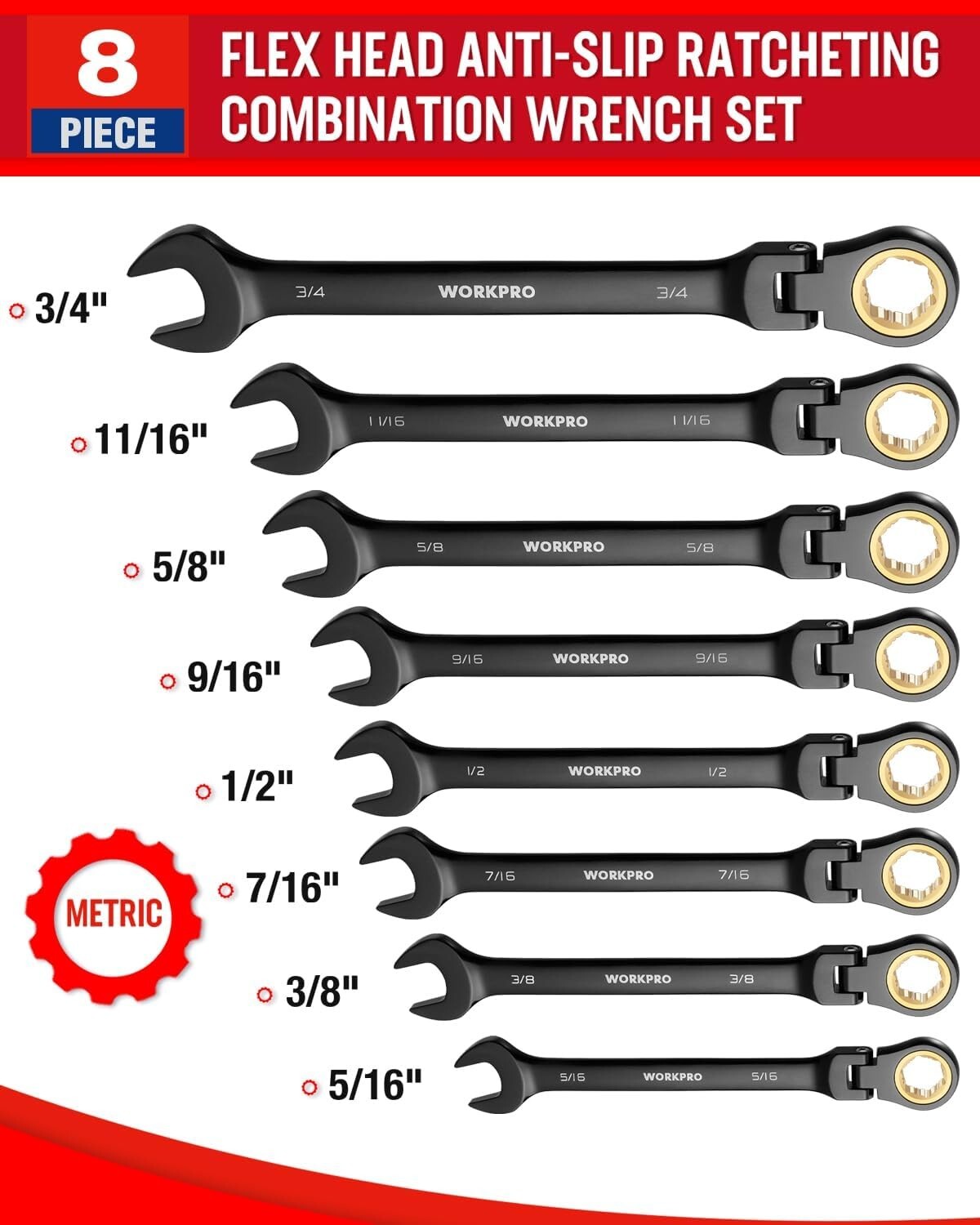 Compact 8-Piece Black Electrophoretic Ratcheting Wrench Set - Ultimate Tool