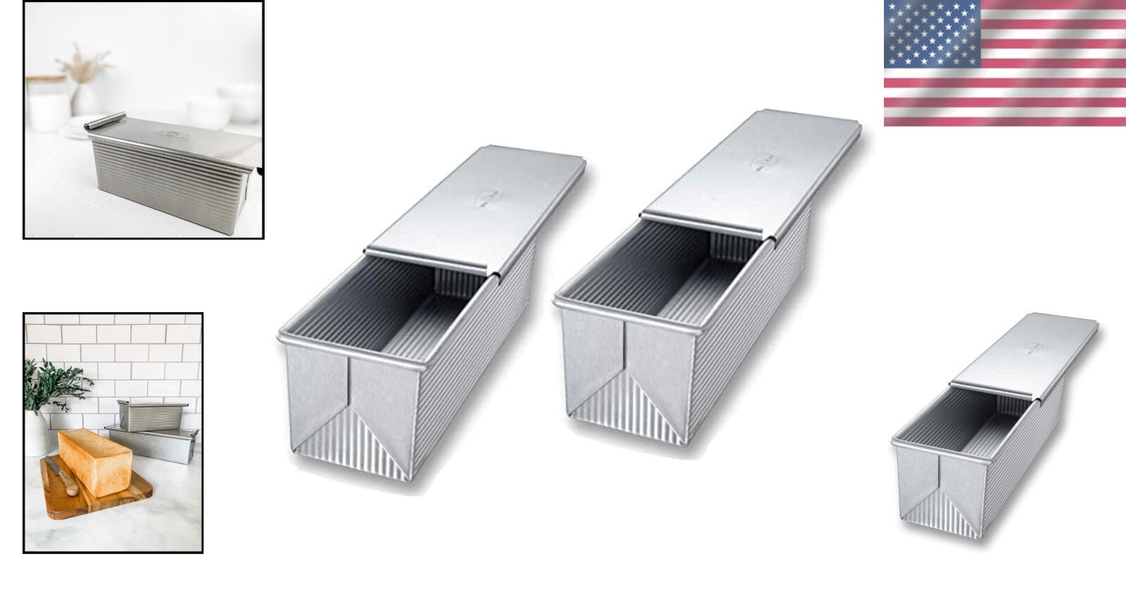 Commercial-Grade Pullman Loaf Pan Set of 2 - 9 x 4 x 4 | Non-Stick Steel