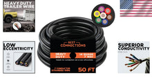 Load image into Gallery viewer, 14 Gauge 7 Way Trailer Wire - Weatherproof 50 Ft Length Ideal for Automotive Use