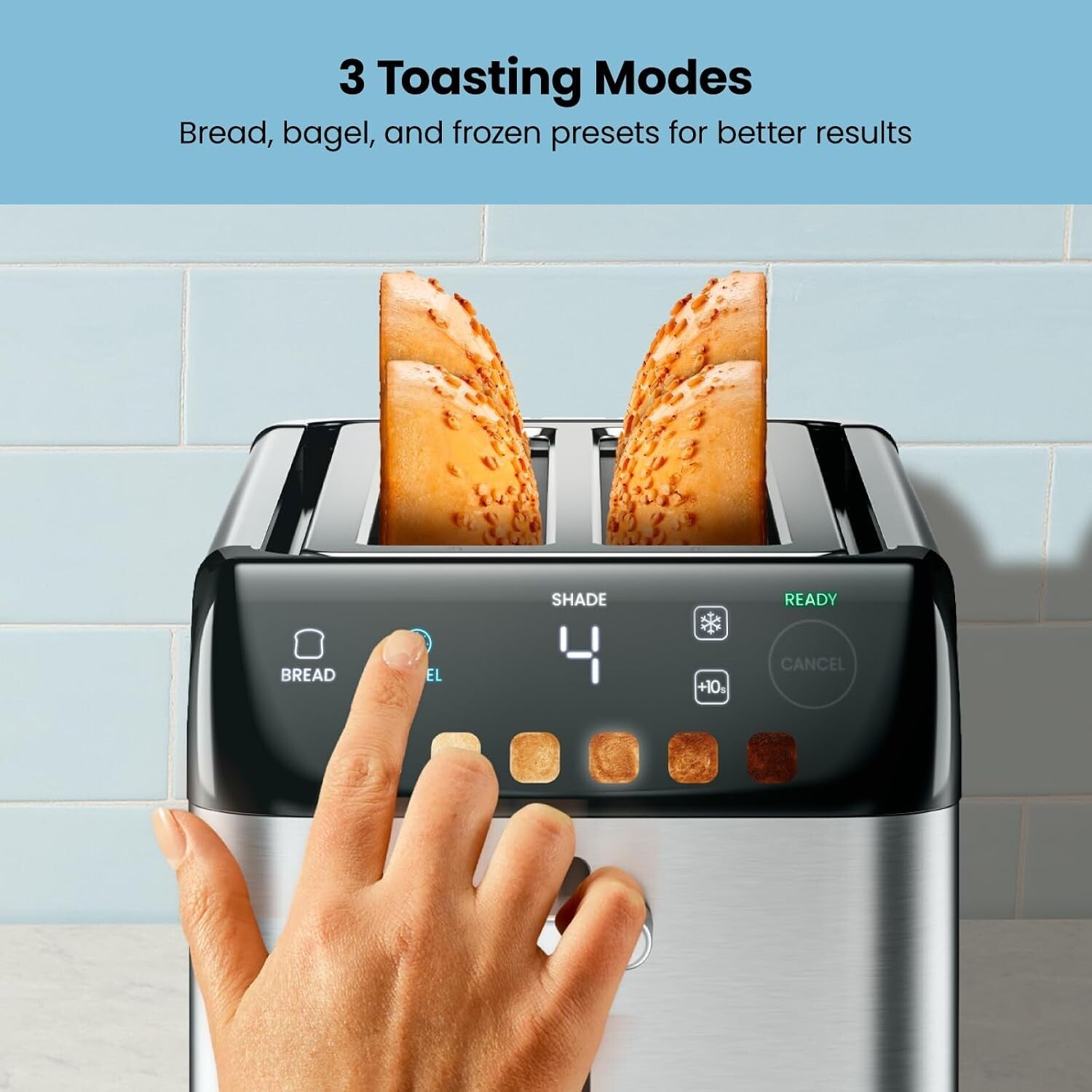 Advanced 4 Slice Toaster with Extra-Wide Slots - Ideal for Thick Bread & Bagels