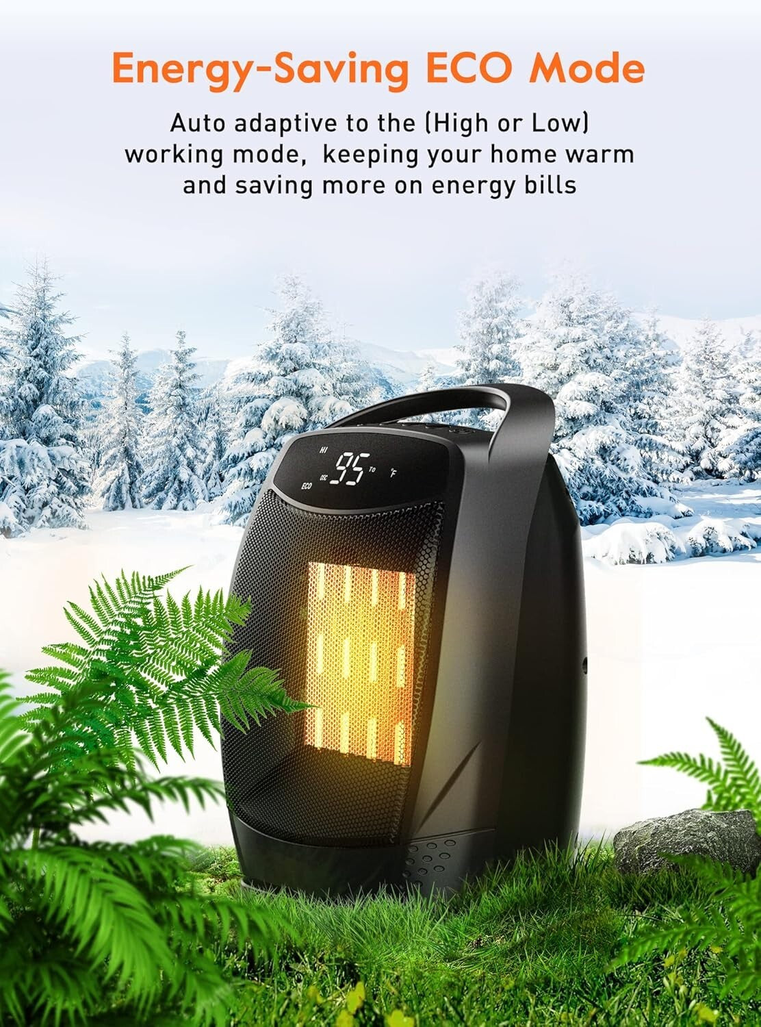 1500W/750W Portable Ceramic Space Heater with Adjustable Thermostat & Safety ...