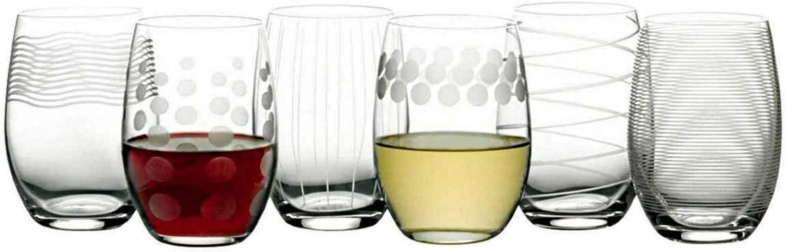 Durable Lead-Free Crystal Stemless Wine Glasses - Dishwasher Safe, Set of 6