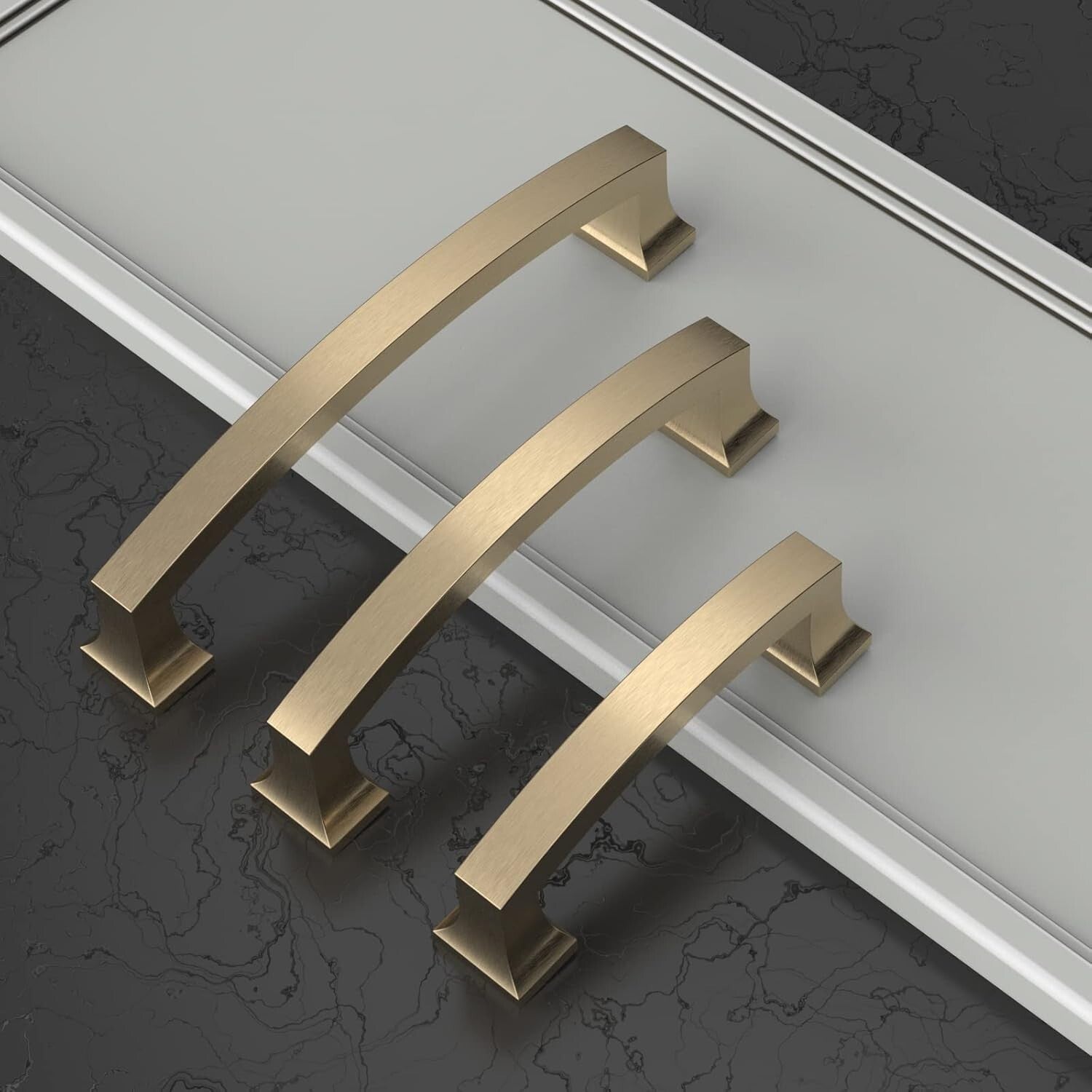 10-Pack Brushed Brass Kitchen Cabinet Handles - Easy Install & Elegant Finish