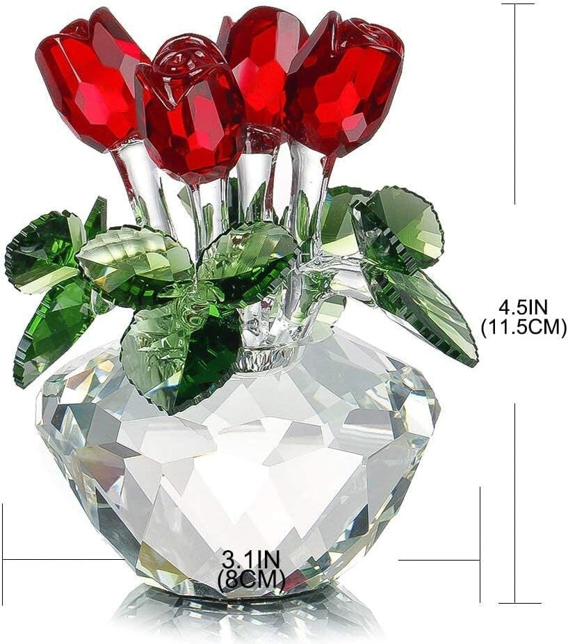 Elegant Crystal Rose Figurine in Gift Box – Timeless Home or Office Decor