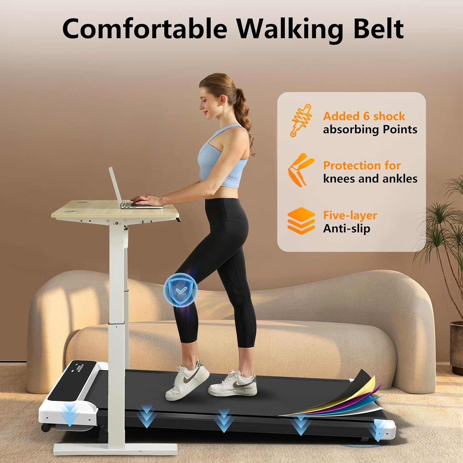 Portable 2-in-1 Walking & Jogging Pad: Discreet Exercise with Smart LCD Display