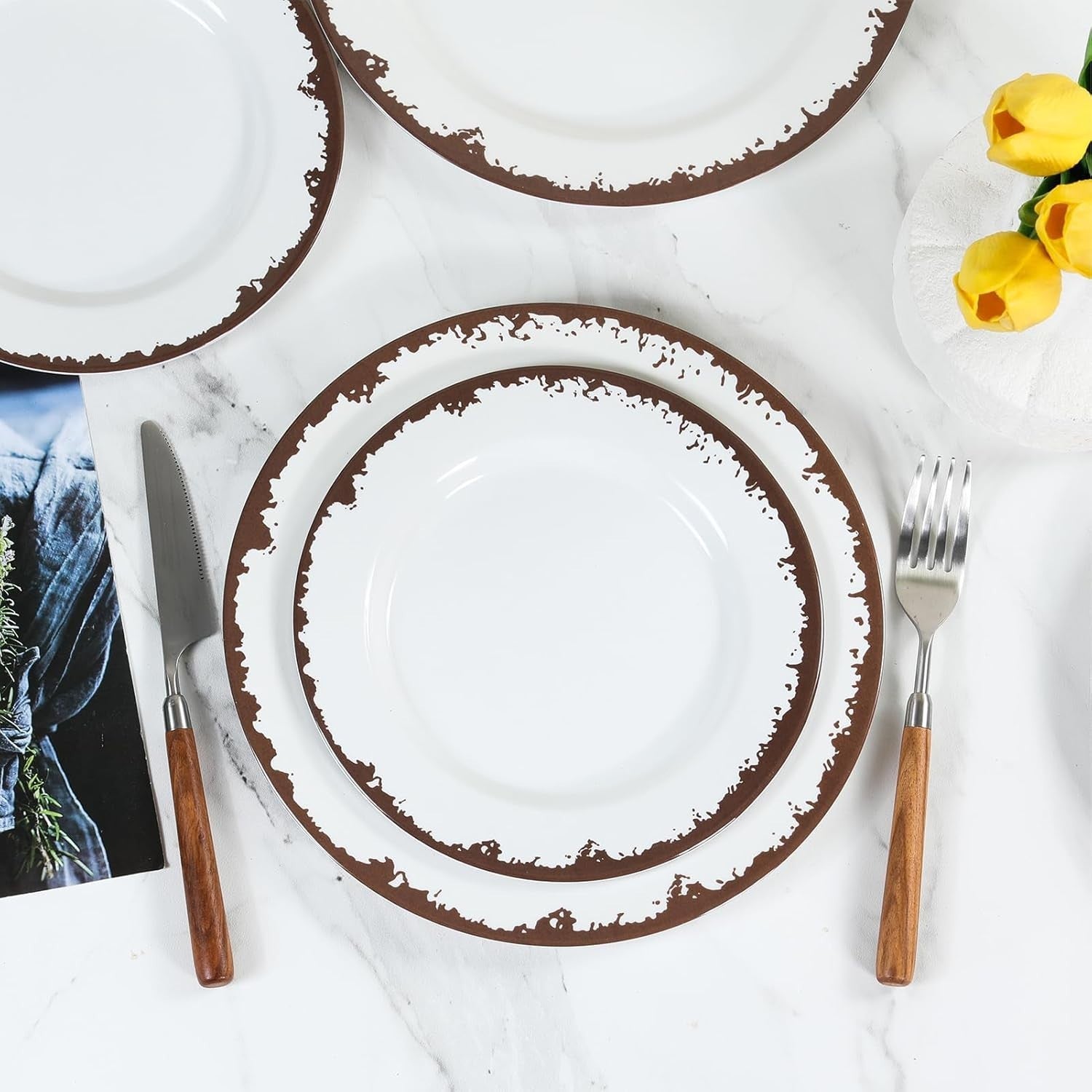 Dishwasher Safe Off-White 12-Piece Melamine Serving Sets for All Occasions