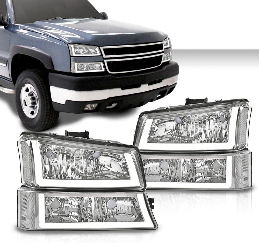 Direct Bolt-On Chrome Headlight Assembly for 2003-2006 Chevy Silverado 1500/2500