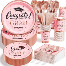 Load image into Gallery viewer, Graduation Party Decor Set - 350 PCS Disposable Tableware for Class of 2025