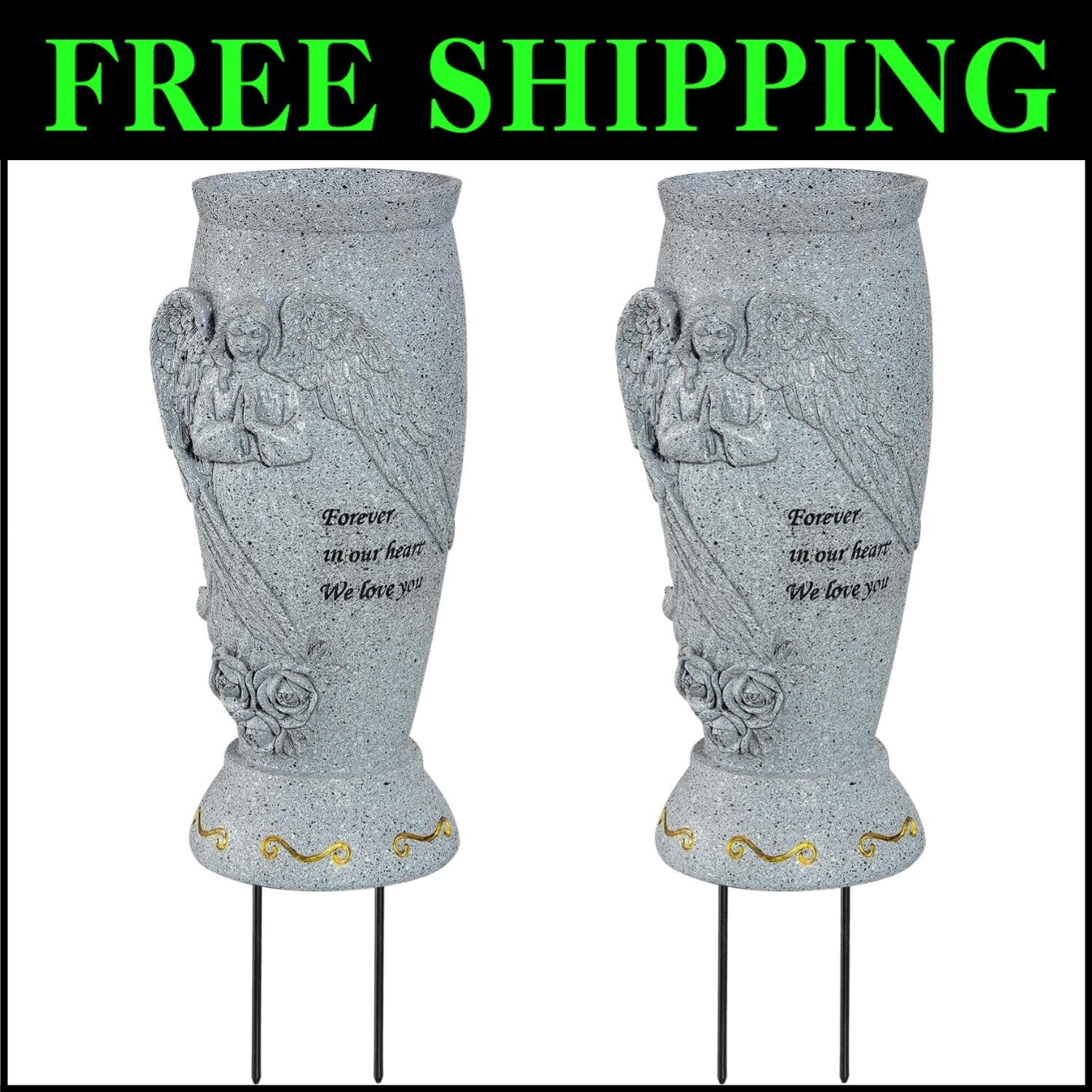 Resin Cemetery Vase with Sentimental Engraving - Ideal for Bouquets & Memorials