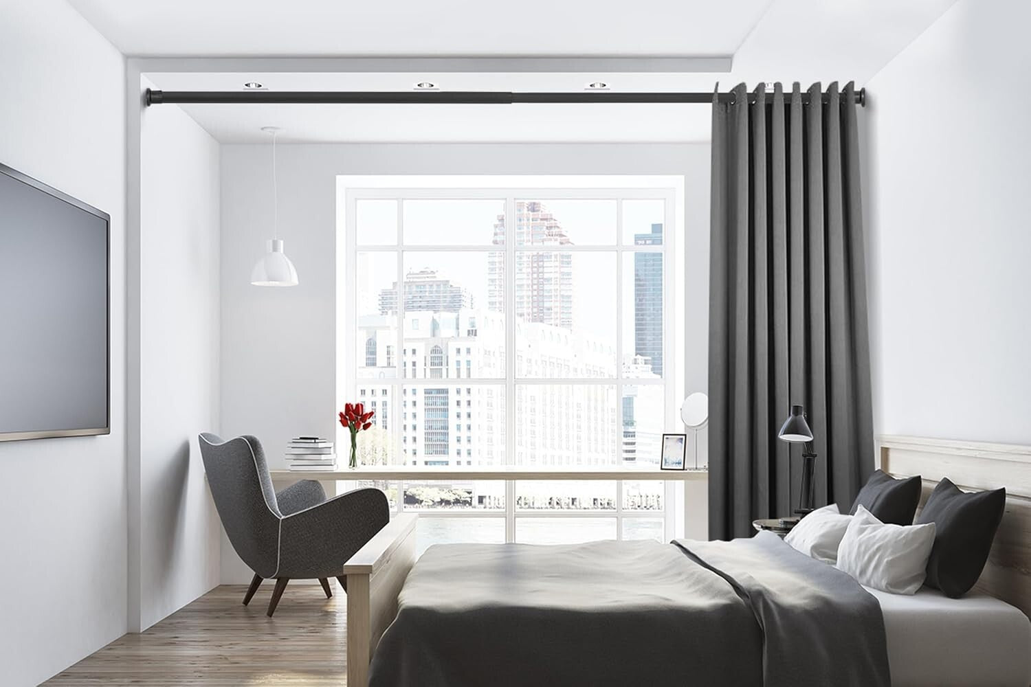 Adjustable Tension Curtain Rod - Perfect for Windows & Room Dividers, 83-122"