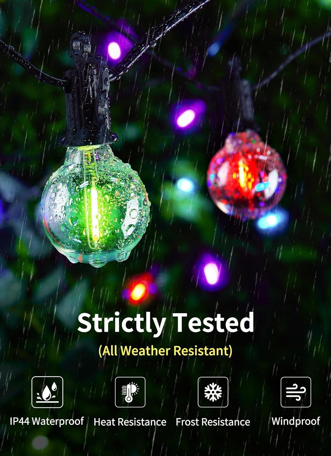 Vibrant RGBW Patio Lights - 58FT Waterproof String Lights for Memorable Events