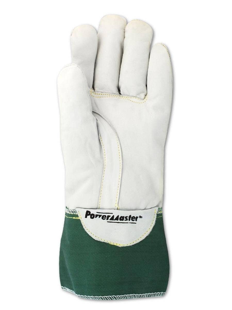 Premium Goatskin Leather Linesman Gloves, Size 9.5 - Adjustable Gauntlet Cuff