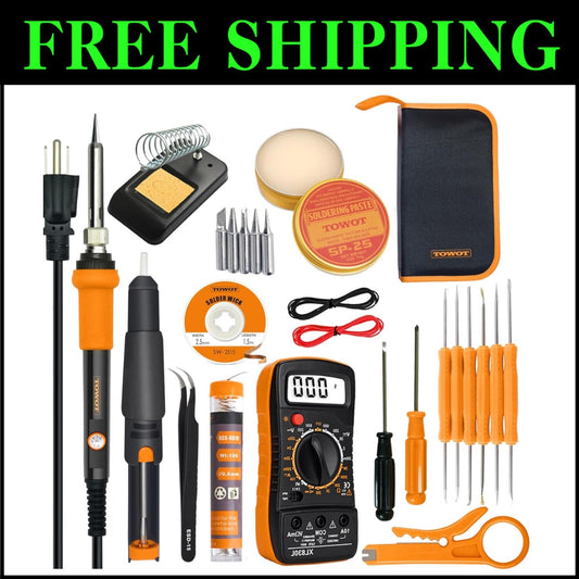60W Adjustable Temperature Soldering Iron Kit - Complete Set for Electronics