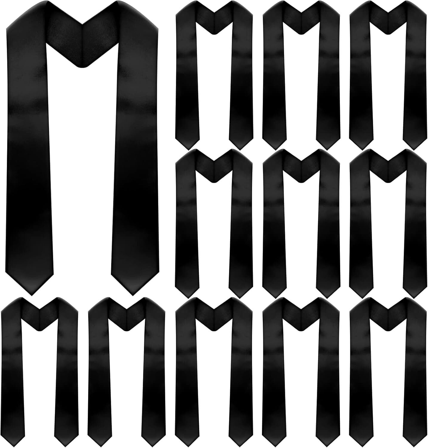 Elegant White Graduation Stoles Set - 12 Unisex Satin Sashes for Festive Events