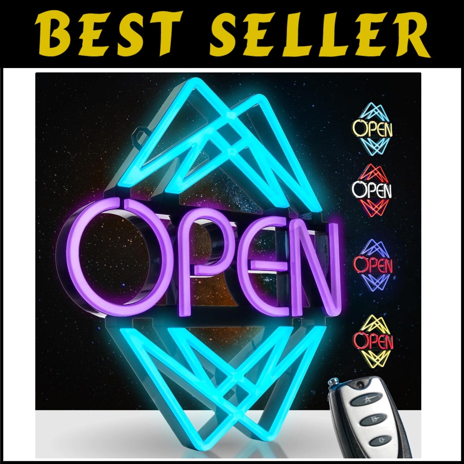 Eye-Catching Wall Mount LED Open Sign - 49 Colors, Bright Visibility Day & Night