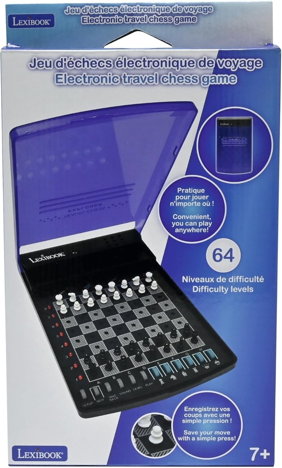 Electronic Chess Set for Travel, 32 Pieces, 64 Levels - Perfect Play Anywhere