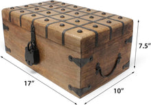 Load image into Gallery viewer, Elegant Pirate Treasure Chest - Lockable Wooden Box with Antique Iron Decor