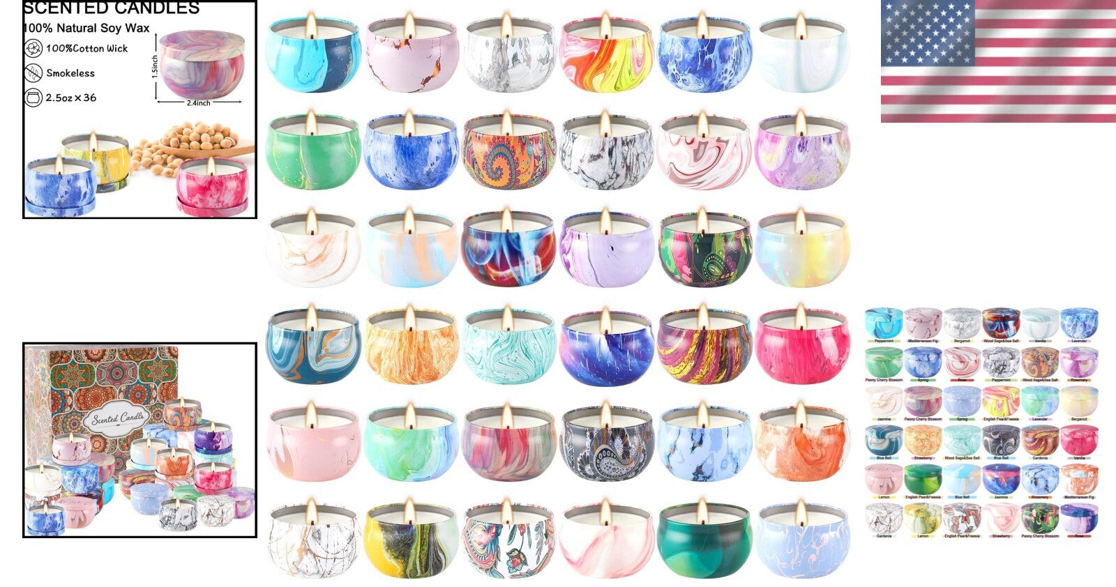 Beautifully Packaged 36 Soy Wax Scented Candles - Perfect Gift for All Occasions